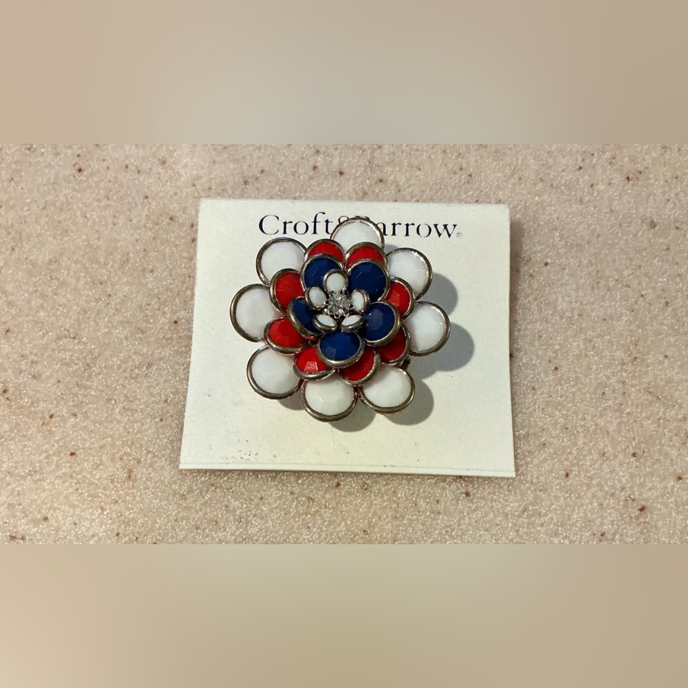 Kohl's Patriotic Red and Blue Flower Brooch